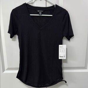 Athleta Breezy Scoop V-Neck Tee, Black, XXS, NWT!!!!
